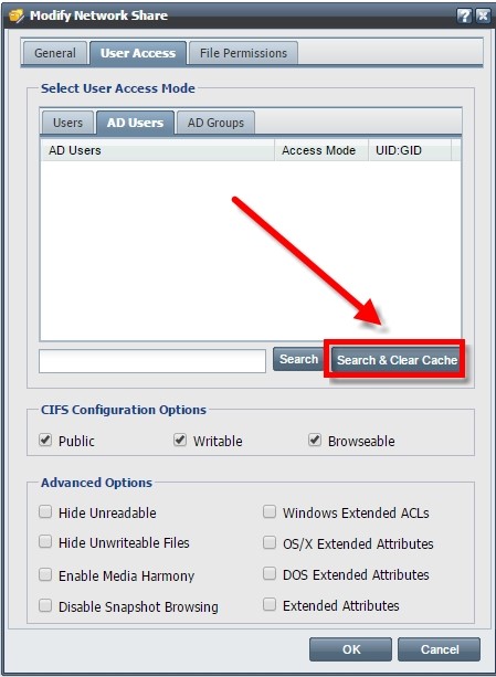 Search and Clear Cache