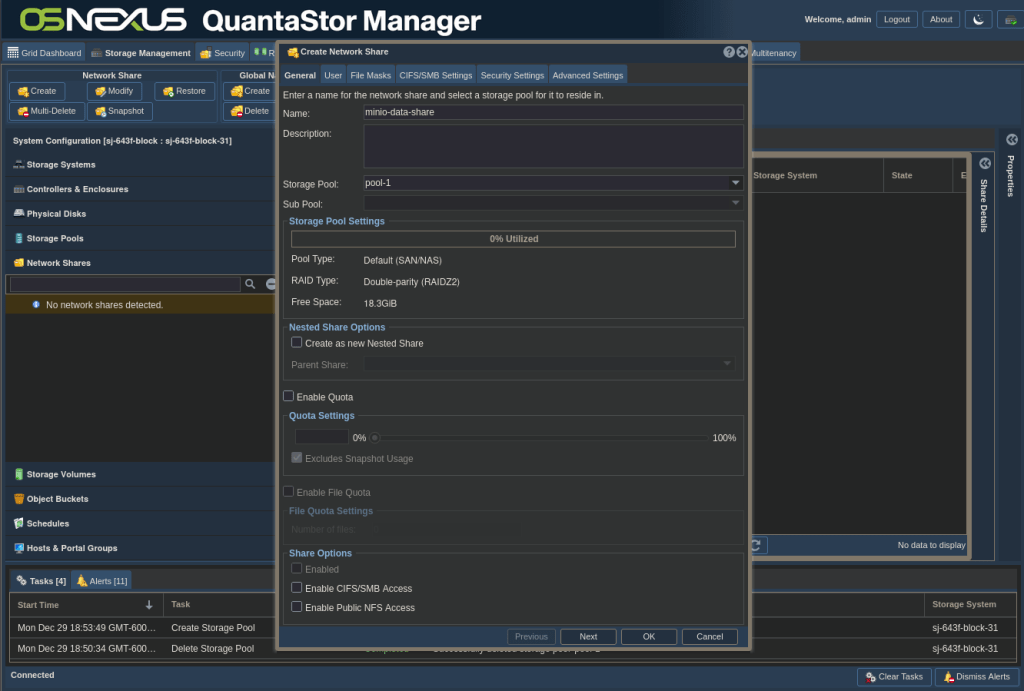 QuantaStor Service Containers:&nbsp;MinIO